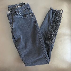 Blank NYC Black Jeans with Lace up Zipper Ankle